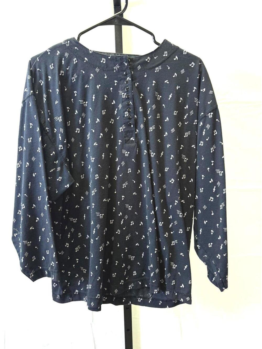 Lauren Brooke Women's Long Sleeve Button-Up Top with Musical Note Print 20W